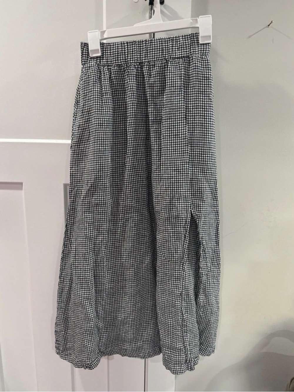 Quince Linen Black & White Gingham Midi Skirt